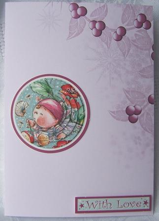 Winter Berries A4 Backing Paper in Pink by Kris Smart