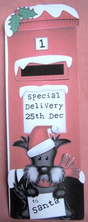 Xmas Hamish Postbox Shaped Card N 3D Decoupage by Kris Smart