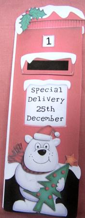 Xmas Polar Bear Postbox Shaped Card N 3D Decoupage by Kris Smart