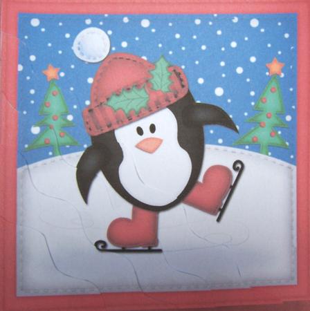 Xmas Skating Penguin Wavy Corner Side Stacker Topper by Kris Smart