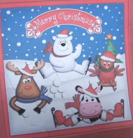 Xmas Festive Friends Wavy Corner Side Stacker Topper by Kris Smart