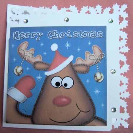 Rudolph Fun Novelty Wavy Corner Side Stacker Topper by Kris Smart