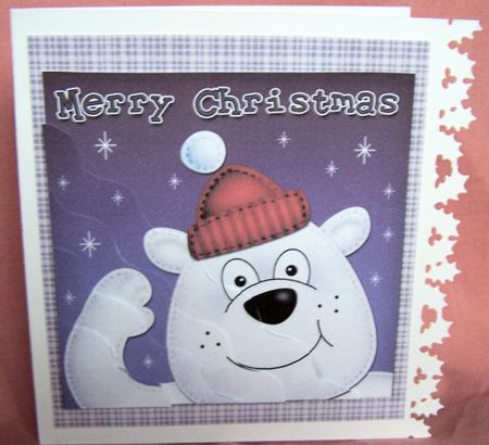 Xmas Polar Bear Fun Novelty Wavy Corner Side Stacker Topper by Kris Smart