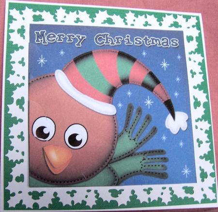 Xmas Robin Fun Novelty Wavy Corner Side Stacker Topper by Kris Smart
