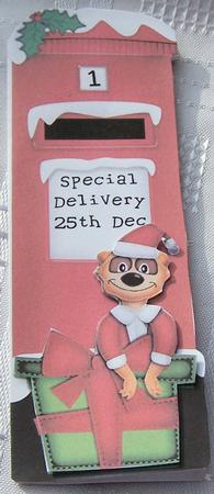 Xmas Meerkat Postbox Shaped Card N 3D Decoupage by Kris Smart