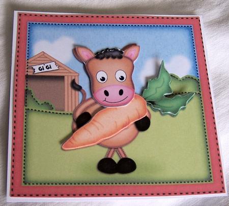 Gi Gi the Horse's Carrot Quick Card N 3D Decoupage by Kris Smart
