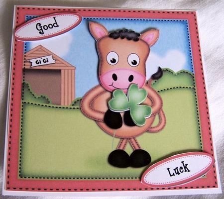 Gi Gi the Horse's Good Luck Clover Quick Card N 3D Decoupage by Kris Smart