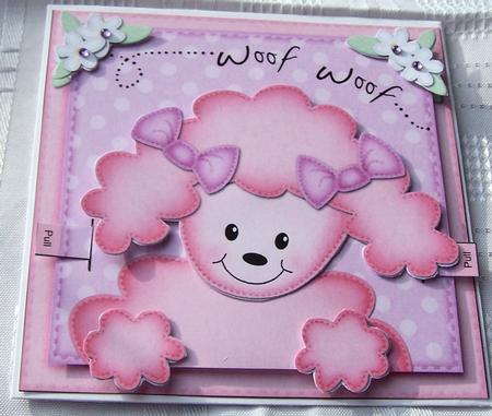 3D Bon Bon Poodle Dog Animated Large Wobble Head Card Kit by Kris Smart