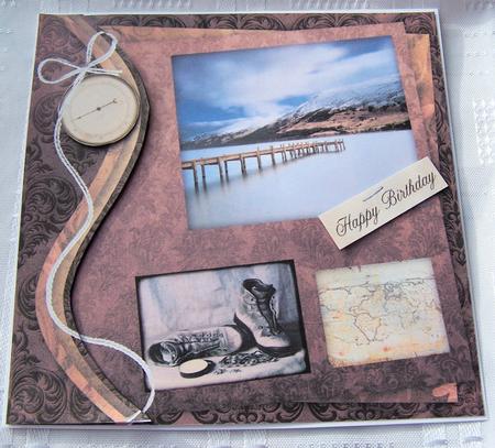 Jetty & Mountain Swirl Border Triple Frame 8x8inch Topper by Kris Smart