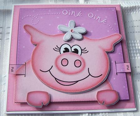 3D Zoe Piggy Animated Large Wobble Head Card Kit by Kris Smart