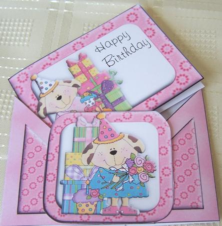 Card Criss Cross Pocket Birthday Puppies by Kris Smart