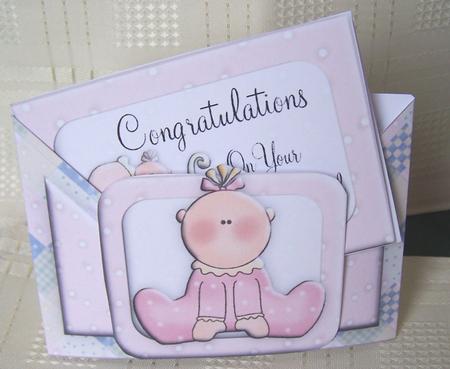 Card Criss Cross Pocket Congratulations New Baby Girl by Kris Smart