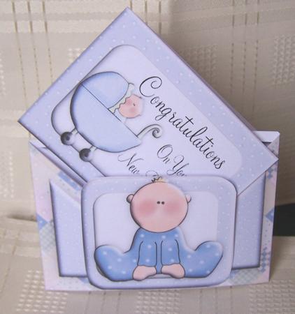 Card Criss Cross Pocket Congratulations New Baby Boy by Kris Smart