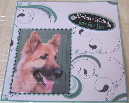 German Shepherd & Swirls Pyramid Card Front 6inch by Kris Smart