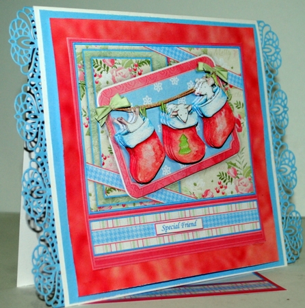 3 CHRISTMAS MICE IN STOCKINGS 7.5 Decoupage & Insert Card Kit by Kristina Norbat