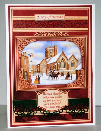 A5 RED & GOLD CHRISTMAS CHURCH Quick Layer Card Kit by Kristina Norbat