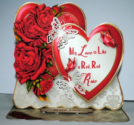 Red, Red Rose - Double Hearts Easel Card Mini Kit by Kristina Norbat