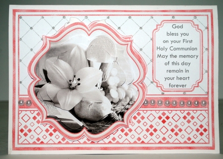 1st HOLY COMMUNION PINK A5 Pyramage verse & Inserts Card Kit by Kristina Norbat