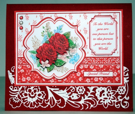 RED ROSES SPRAY A5 Decoupage & Insert Card Kit by Kristina Norbat