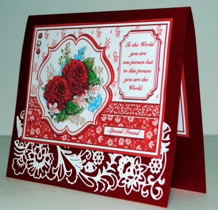 RED ROSES SPRAY A5 Decoupage & Insert Card Kit by Kristina Norbat