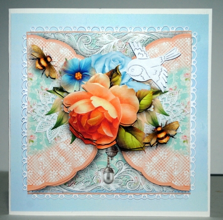 Peach rose flora and lace by Kristina Norbat