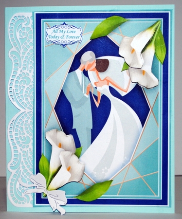 WEDDING CALLA LILIES BLUE A5 Decoupage Card Kit by Kristina Norbat