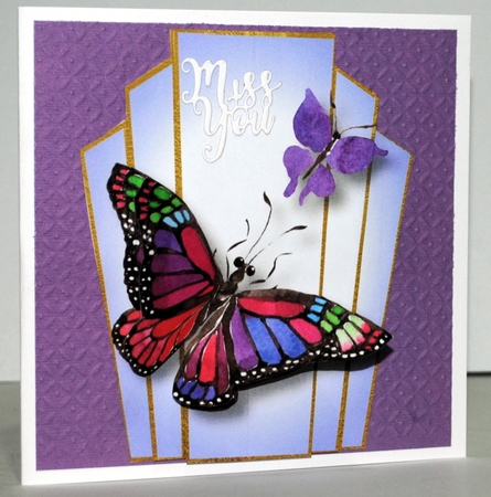 Art Deco Watercolour Stacker - Purple Butterfly by Kristina Norbat