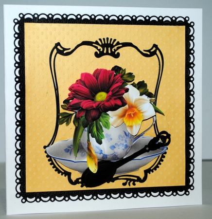 Floral Teacup & Saucer Decoupage Sheet - Chrysanthemum Spring by Kristina Norbat
