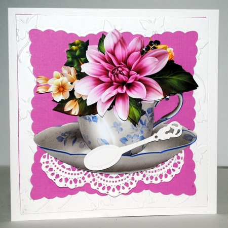 Floral Teacup & Saucer Decoupage Sheet - Beautiful Dahlias by Kristina Norbat