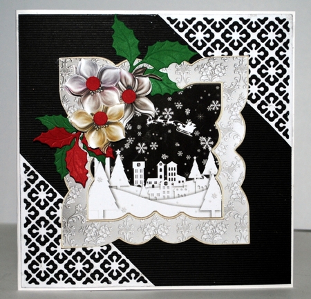 Santa in flight 7x7 shaped card by Kristina Norbat