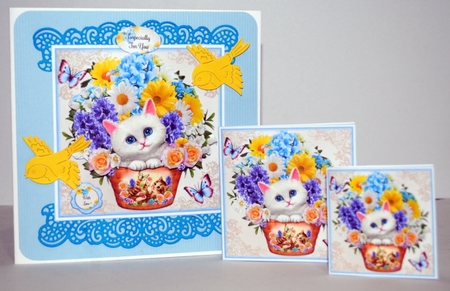 Floral Cat Basket Mini Page Kit by Kristina Norbat