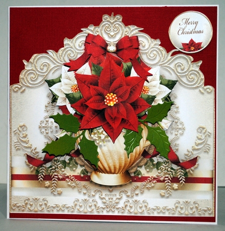 Red White Christmas Poinsettias Bouquet Mini Kit by Kristina Norbat