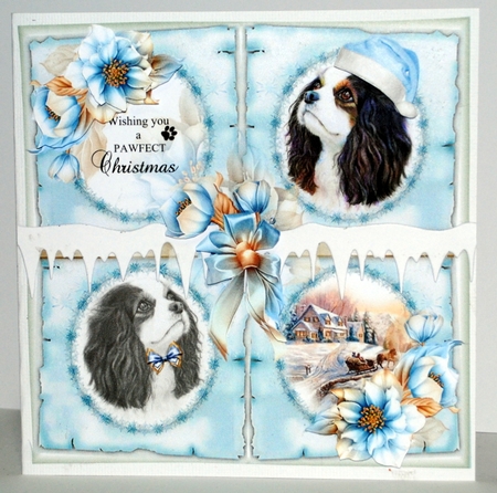 A Pawfect Christmas Card Front With Decoupage by Kristina Norbat