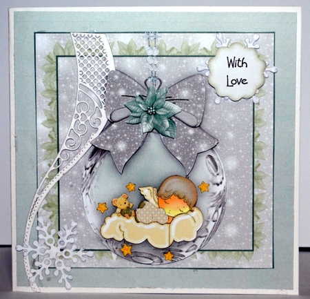 Angel Baby and Bear  Christmas bauble Neutral Gender  by Kristina Norbat