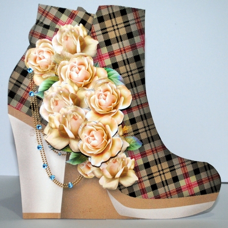 Cream Roses - Boot Card Mini Kit by Kristina Norbat