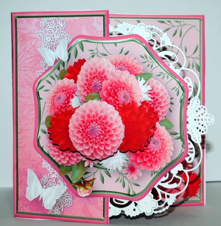 Pink Dahlias - Offset Octagon Card Mini Kit by Kristina Norbat