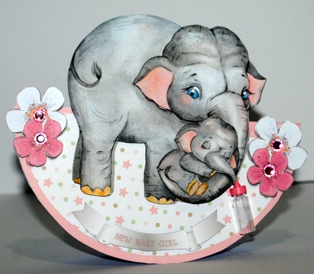 ELEPHANT & BABY ROCKER CARD - PINK by Kristina Norbat