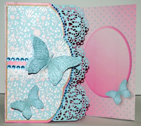 Pink and Aqua Posy - Wrapover Card Mini Kit by Kristina Norbat