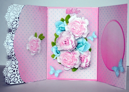 Pink and Aqua Posy - Wrapover Card Mini Kit by Kristina Norbat