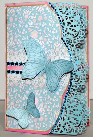 Pink and Aqua Posy - Wrapover Card Mini Kit by Kristina Norbat