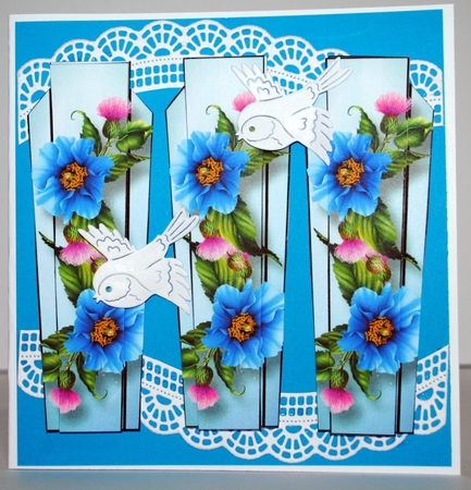 Art Deco Floral Lge DL - Blue Poppies by Kristina Norbat