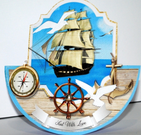 SAILING SHIP ROCKER CARD by Kristina Norbat