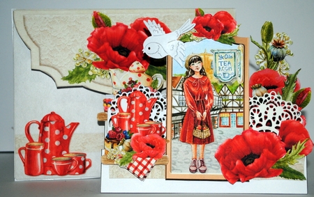 Miss Poppy  Comes to Tea - Centre Panel Stepper Card Kit by Kristina Norbat