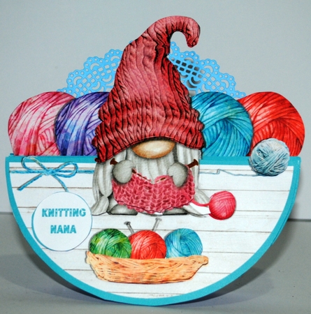 KNITTING GNOME rocker card by Kristina Norbat