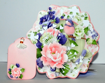Bird and Flowers - Fancy Hexagon Card Mini Kit by Kristina Norbat