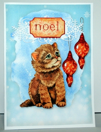 Christmas Kitten  Noel  Quick Card  by Kristina Norbat