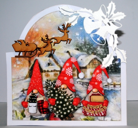 Shaped card Christmas gnomies by Kristina Norbat