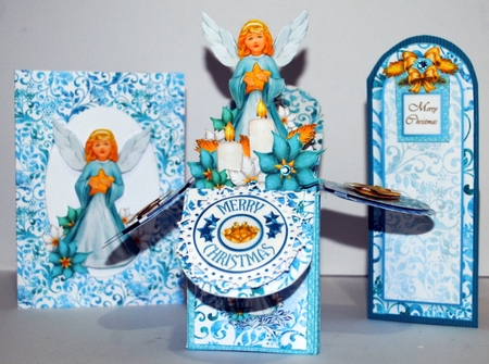 Teal Green Christmas Angel Pop-Up Box by Kristina Norbat