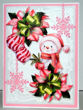 Pink Poinsettias & Cute Snowman Mini Kit by Kristina Norbat