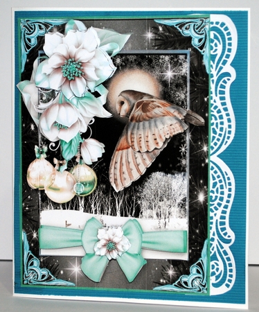 A5 winter scene Owl in Flight  by Kristina Norbat